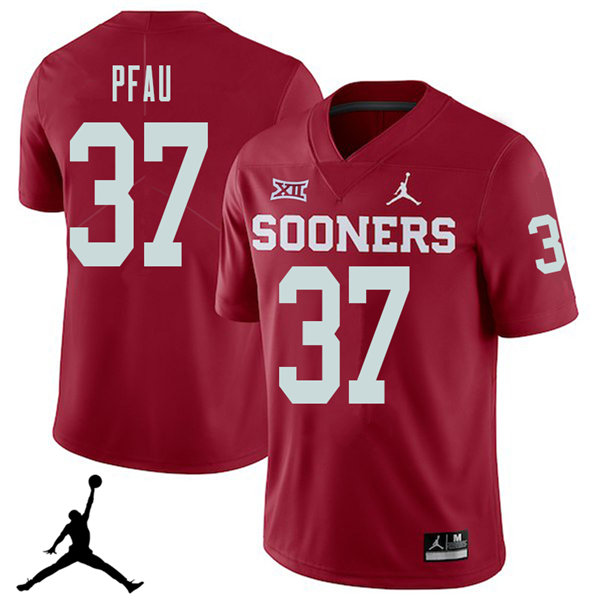 Jordan Brand Men #37 Kyle Pfau Oklahoma Sooners 2018 College Football Jerseys Sale-Crimson